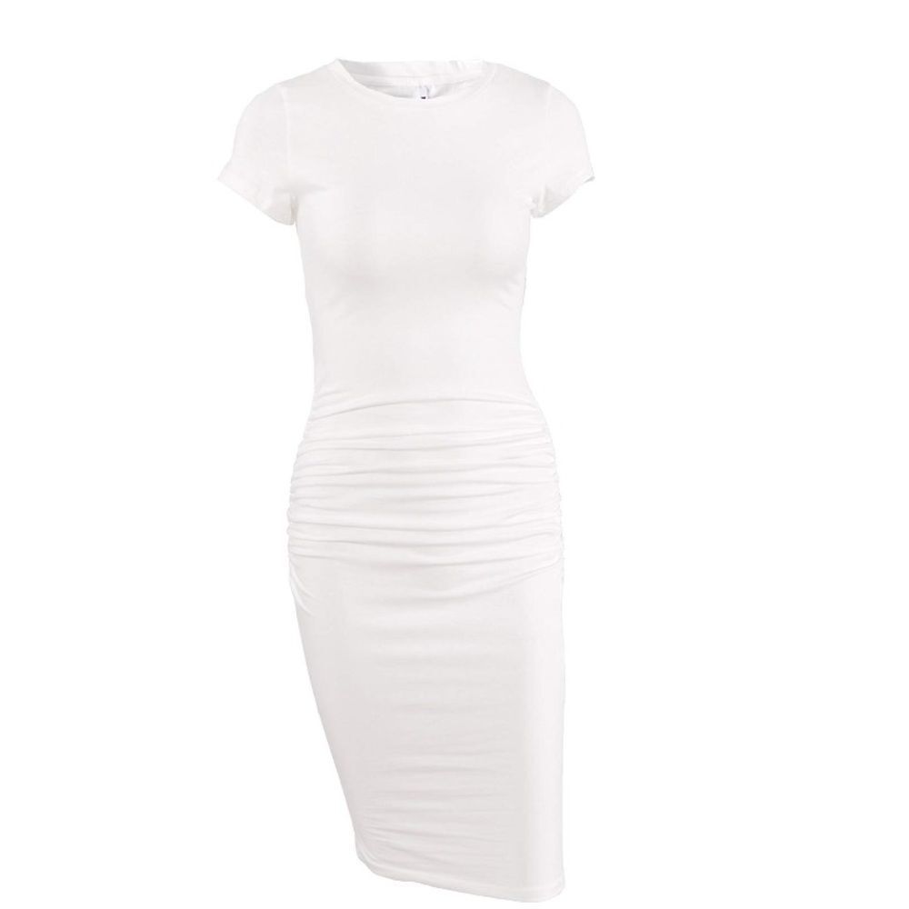 Women's Short Sleeve Midi Bodycon T Shirt Dress